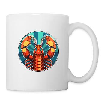 Lobster Stained Glass Colorful Cartoon Kawaii Anim - Mug - white - Right