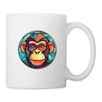 Monkey Stained Glass Colorful Cartoon Kawaii Anima - Mug - white - Right