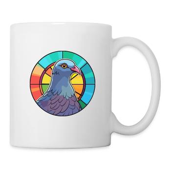 Pigeon vitrail coloré dessin animé Kawaii Anima - Mug blanc - blanc - Droite