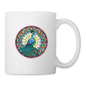 Paon vitrail coloré dessin animé Kawaii Anim - Mug blanc - blanc - Droite