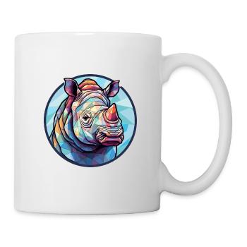 Rhino Stained Glass Colorful Cartoon Kawaii Animal - Mug - white - Right