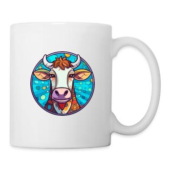 Kuh Buntes Glas Bunte Karikatur Kawaii Tier - Tasse - Weiß - Rechts