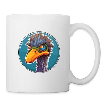 Emu Buntglas Bunte Karikatur Kawaii Tier - Tasse - Weiß - Rechts