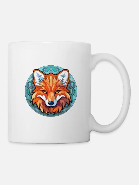 Fuchs Buntes Buntes Karikatur Kawaii Tier - Tasse - Weiß