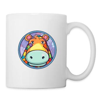 Nilpferd Bunte Karikatur Kawaii Tier - Tasse - Weiß - Rechts