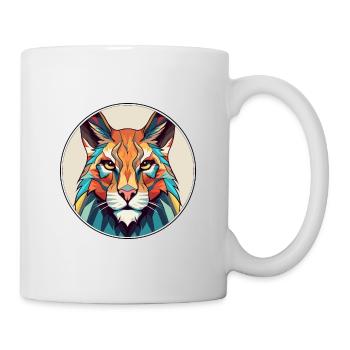 Luchs Buntes Cartoon-Kawaii-Tier - Tasse - Weiß - Rechts