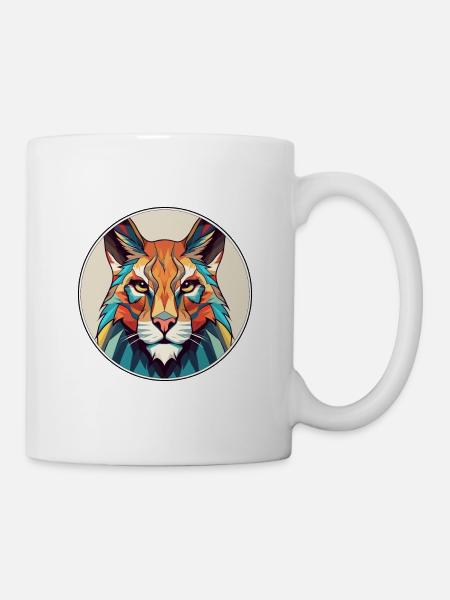 Luchs Buntes Cartoon-Kawaii-Tier - Tasse - Weiß