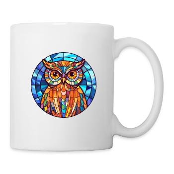Eule Buntglas Bunte Karikatur Kawaii Tier - Tasse - Weiß - Rechts