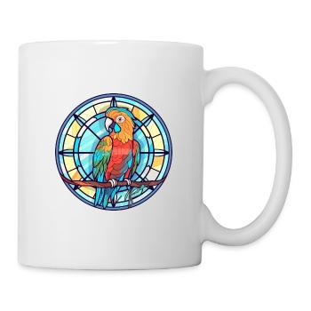 Perroquet vitrail coloré dessin animé Kawaii Anima - Mug blanc - blanc - Droite