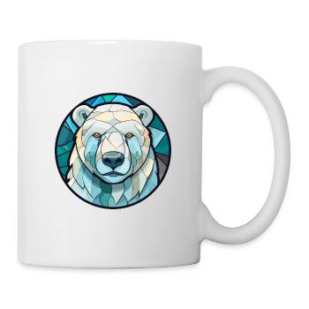 Ours polaire vitrail coloré dessin animé Kawaii A - Mug blanc - blanc - Droite