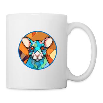 Ratten-Buntglas-Cartoon-Kawaii-Tier - Tasse - Weiß - Rechts