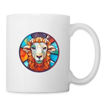 Schaf Buntes Glas Bunte Karikatur Kawaii Tier - Tasse - Weiß - Rechts