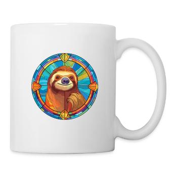 Faultier Buntes Buntes Cartoon-Kawaii-Tier - Tasse - Weiß - Rechts