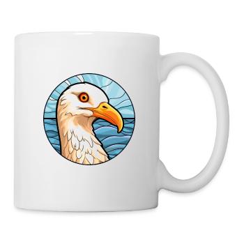 Seagull Stained Glass Colorful Cartoon Kawaii Anim - Mug - white - Right