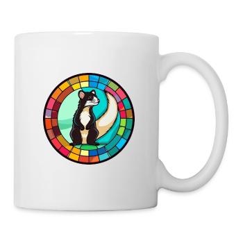 Skunk vitrail coloré dessin animé Kawaii Animal - Mug blanc - blanc - Droite