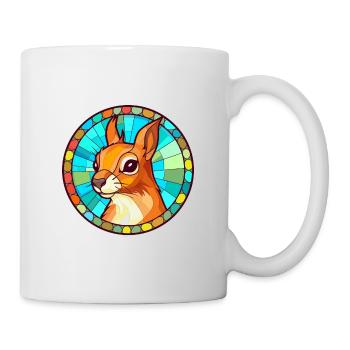 Squirrel Stained Glass Colorful Cartoon Kawaii Ani - Mug - white - Right