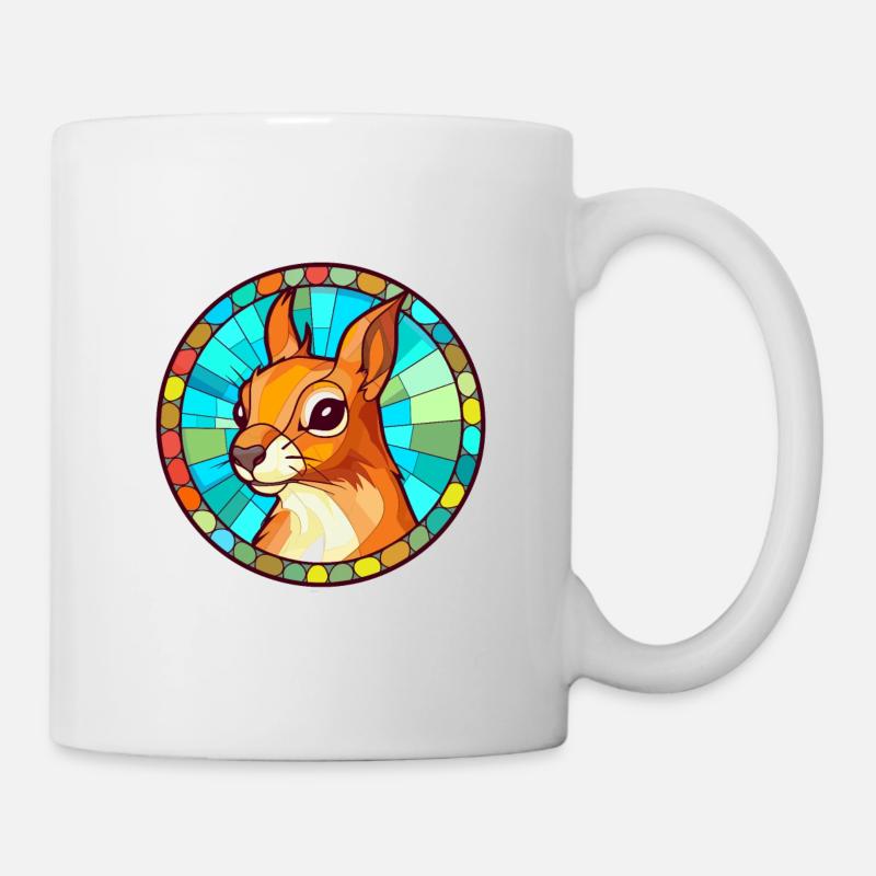 Eichhörnchen Buntes Glas Bunte Karikatur Kawaii Ani - Tasse - Weiß