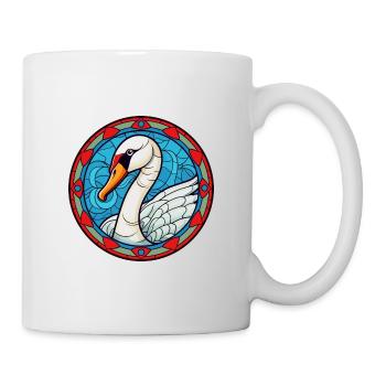 Cygne vitrail coloré dessin animé Kawaii Animal - Mug blanc - blanc - Droite