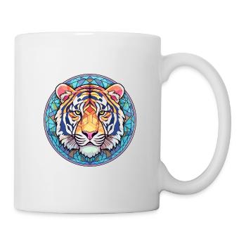 Tiger Buntes Buntes Karikatur-Kawaii-Tier - Tasse - Weiß - Rechts