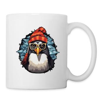 Pingouin de Noël père Noël cool avec chapeau - Mug blanc - blanc - Droite