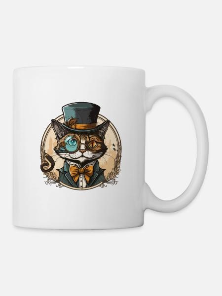 Stilvolle Katze - Tasse - Weiß