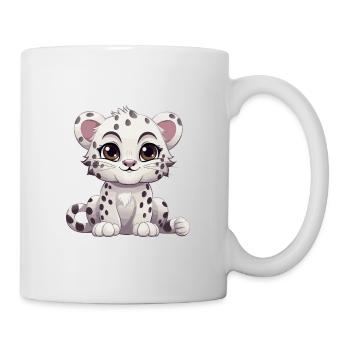 Léopard des neiges mignon heureux Kawaii dessin animé Clipart Ani - Mug blanc - blanc - Droite