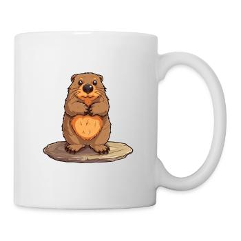 Biber Niedlich Glücklich Kawaii Cartoon Clipart Tier - Tasse - Weiß - Rechts
