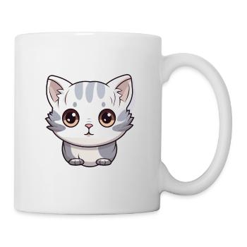 American Shorthair Cat Cute Happy Kawaii Cartoon C - Mug - white - Right