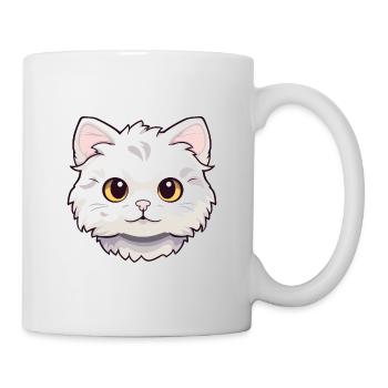 Américain Curl Chat Mignon Heureux Kawaii Cartoon Clipar - Mug blanc - blanc - Droite