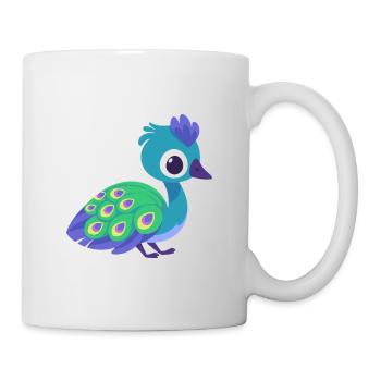 Pfau Niedlich Glücklich Kawaii Cartoon Clipart Tier - Tasse - Weiß - Rechts