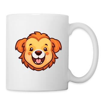 Lion mignon heureux kawaii dessin animé Clipart Animal - Mug blanc - blanc - Droite