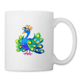 Pfau Niedlich Glücklich Kawaii Cartoon Clipart Tier - Tasse - Weiß - Rechts