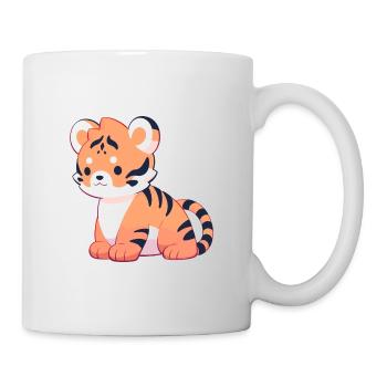 Tiger Niedlich Glücklich Kawaii Cartoon Clipart Tier - Tasse - Weiß - Rechts