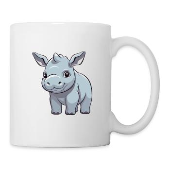 Rhino Cute Happy Kawaii Cartoon Clipart Animal - Mug - white - Right