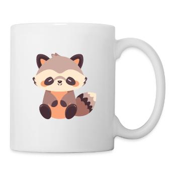 Waschbär Niedlich Glücklich Kawaii Cartoon Clipart Tier - Tasse - Weiß - Rechts