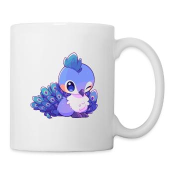Pfau Niedlich Glücklich Kawaii Cartoon Clipart Tier - Tasse - Weiß - Rechts