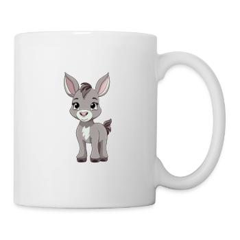 Âne mignon heureux Kawaii Cartoon Clipart Animal - Mug blanc - blanc - Droite