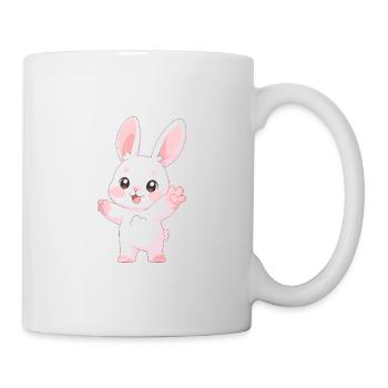 Kaninchen Niedlich Glücklich Kawaii Cartoon Clipart Tier - Tasse - Weiß - Rechts