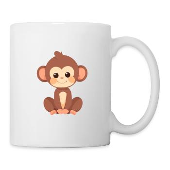 Affe niedlich glücklich kawaii cartoon clipart tier - Tasse - Weiß - Rechts