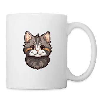 American Bobtail Katze Niedlich Glücklich Kawaii Cartoon Cli - Tasse - Weiß - Rechts