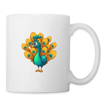 Pfau Niedlich Glücklich Kawaii Cartoon Clipart Tier - Tasse - Weiß - Rechts