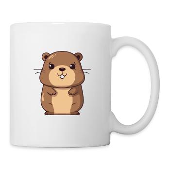 Und täglich grüßt das Murmeltier, niedlich, glücklich, kawaii, cartoon, Clipart Tier - Tasse - Weiß - Rechts