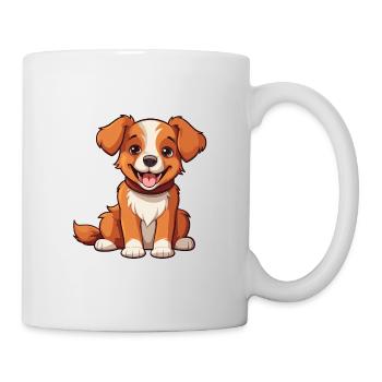 Hund niedlich glücklich kawaii Cartoon Clipart Tier - Tasse - Weiß - Rechts