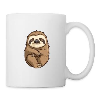 Faultier Niedlich Glücklich Kawaii Cartoon Clipart Tier - Tasse - Weiß - Rechts