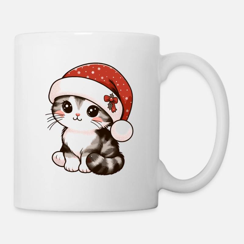 HOUSE CAT KITTY KITTEN PET CHRISTMAS HAT - Mug - white