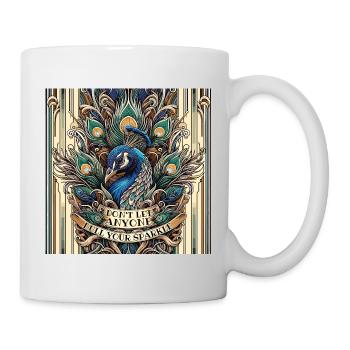 Paon Art Déco Ne laissez personne ternir votre éclat - Mug blanc - blanc - Droite
