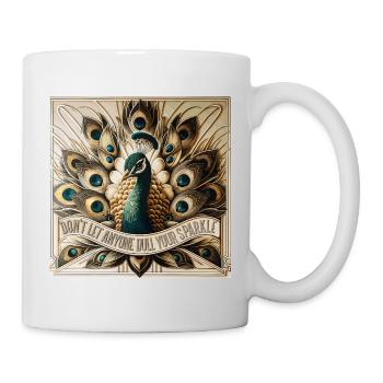Paon Art Déco Ne laissez personne ternir votre éclat - Mug blanc - blanc - Droite