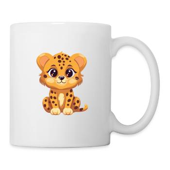 Gepard süßes glückliches Kawaii Cartoon Clipart Tier - Tasse - Weiß - Rechts