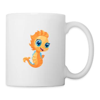 Seepferdchen süßes glückliches Kawaii Cartoon Clipart Tier - Tasse - Weiß - Rechts