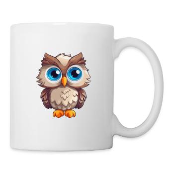 Eule süßes glückliches Kawaii Cartoon Clipart Tier - Tasse - Weiß - Rechts